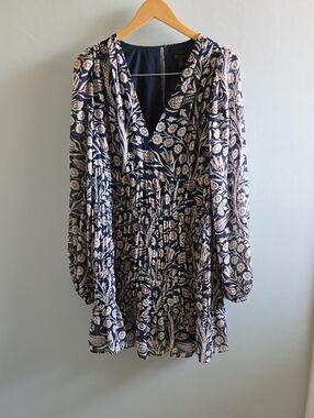 Ted Baker Tarissa Navy Blue Floral Print Swing Dress Size 3 US 8